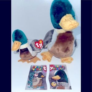 Authentic, 💎 RARE 💎TY Beanie Baby And Buddy - Jake The Mallard Duck🦆